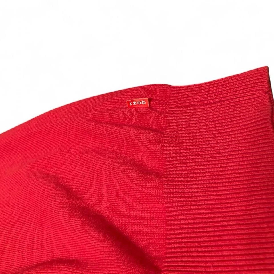 Suéter Chaleco Izod Para Hombre Vintage Tejido con Cable Cuello en V L Rojo Pullover Sin Mangas Foto 4 de 4