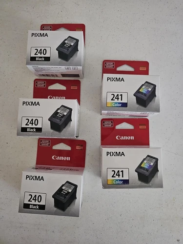 Five Cannon Pixma 240 Black And 241 Color Ink Cartridges New In Box