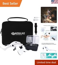 Rechargeable Magnifying Glasses with Adjustable LED Light  5 Lenses for Crafts