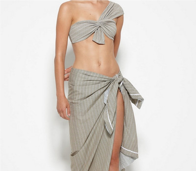 Marysia Sarong Pareo Strandkleid beige grau Aloha Ziegel Sommer Einheitsgröße neu mit Etikett