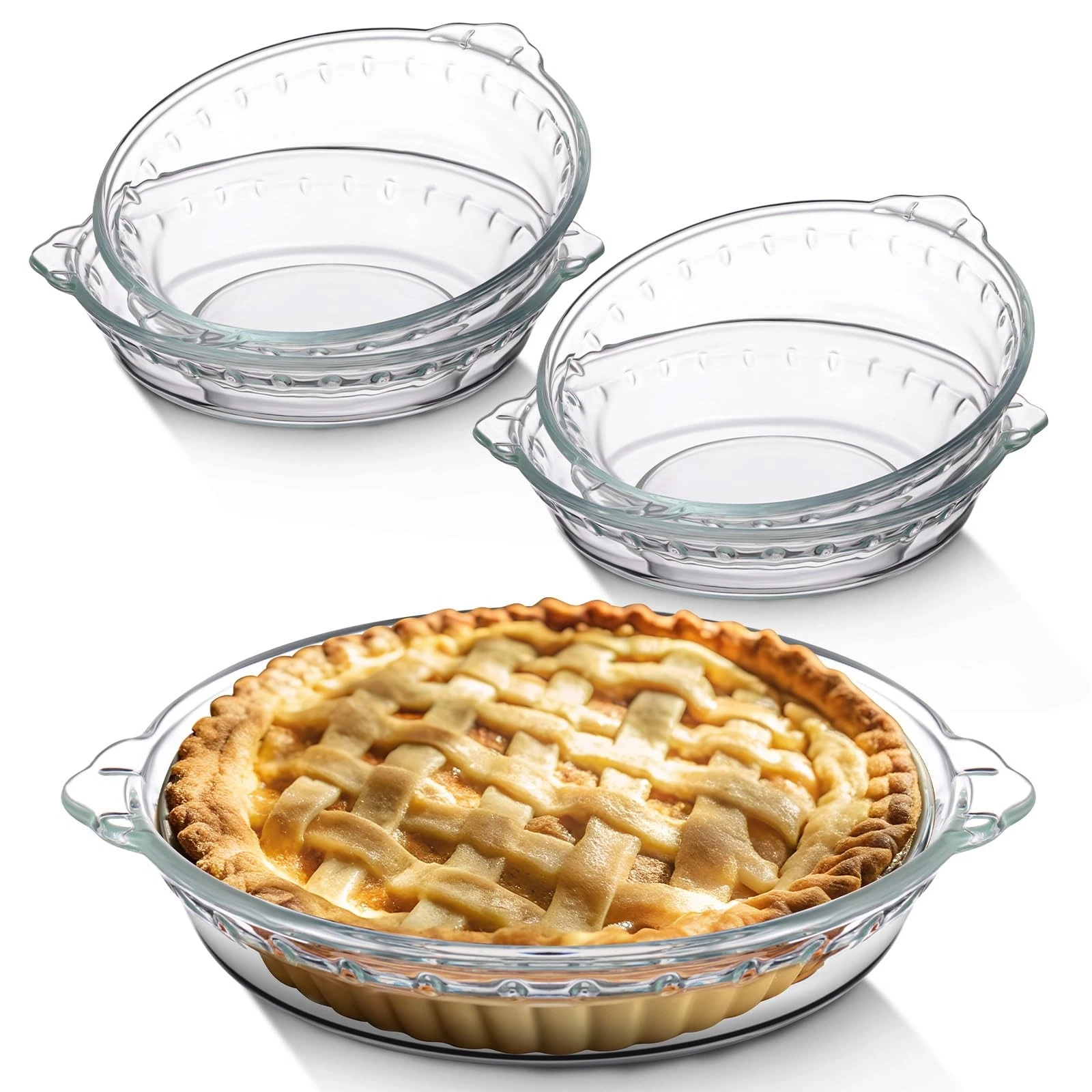 Uiifan 4 Pack 6 Inches Mini Glass Pie Pan for Baking 11.6 oz 6 Inches, Clear