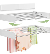 Foldable Wall-Mounted Clothes Drying Rack - 40 Inches, Space Saver, White