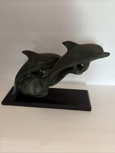 Par de delfines de bronce/latón SPI San Pacific de colección 16" x 10" X 6" - Imagen 7 de 8