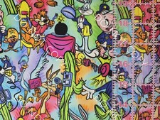Custom Cotton Woven Fabric TV Show Looney Tunes Cartoon By The 1/4 Yard 9x56