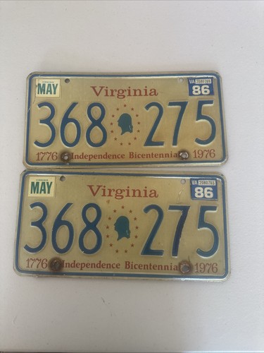 Virginia Bicentennial Plates Matching Pair 1776-1976