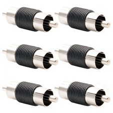 6x RCA Male to Male Coupler Audio Video Coupling Adapter Cable Connector Black