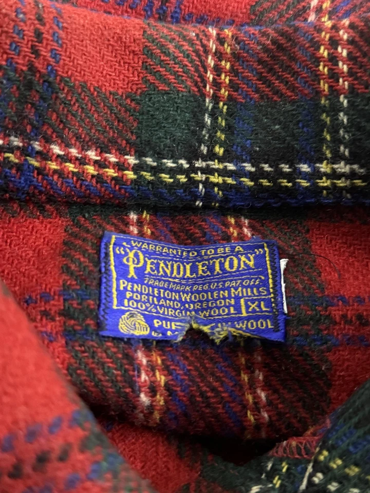 Vintage Pendleton Jacket Mens XL Red Green Tartan Plaid Wool Shirt Hunting - Image 3 of 4