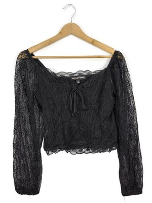 ALMOST FAMOUS Spitzenbluse Damen Bluse Gr. DE 38 schwarz Party-Look
