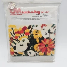 Vintage CM Latch Hook Rug Erica's Autumn Garden Columbia Minerva 36"x24" NEW