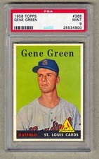 1958 Topps #366 Gene Green PSA 9 MINT Pop 6 Only 1 Higher Rookie Card Cardinals