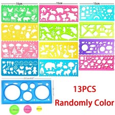 Geometry Drawing Stencil Set Ruler Educational Art Craft Tool for Kids