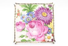 Dresdner Malerei Keramik Untersetzer Keramik & Metall Blumen Vintage 15 cm