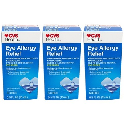 CVS Health Eye Allergy Relief Sterile Eye Drops 0.5oz Lot of 3
