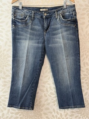 Vintage Y2K Refuge Junior s 11 Capri Jeans Cropped Denim Button Hems