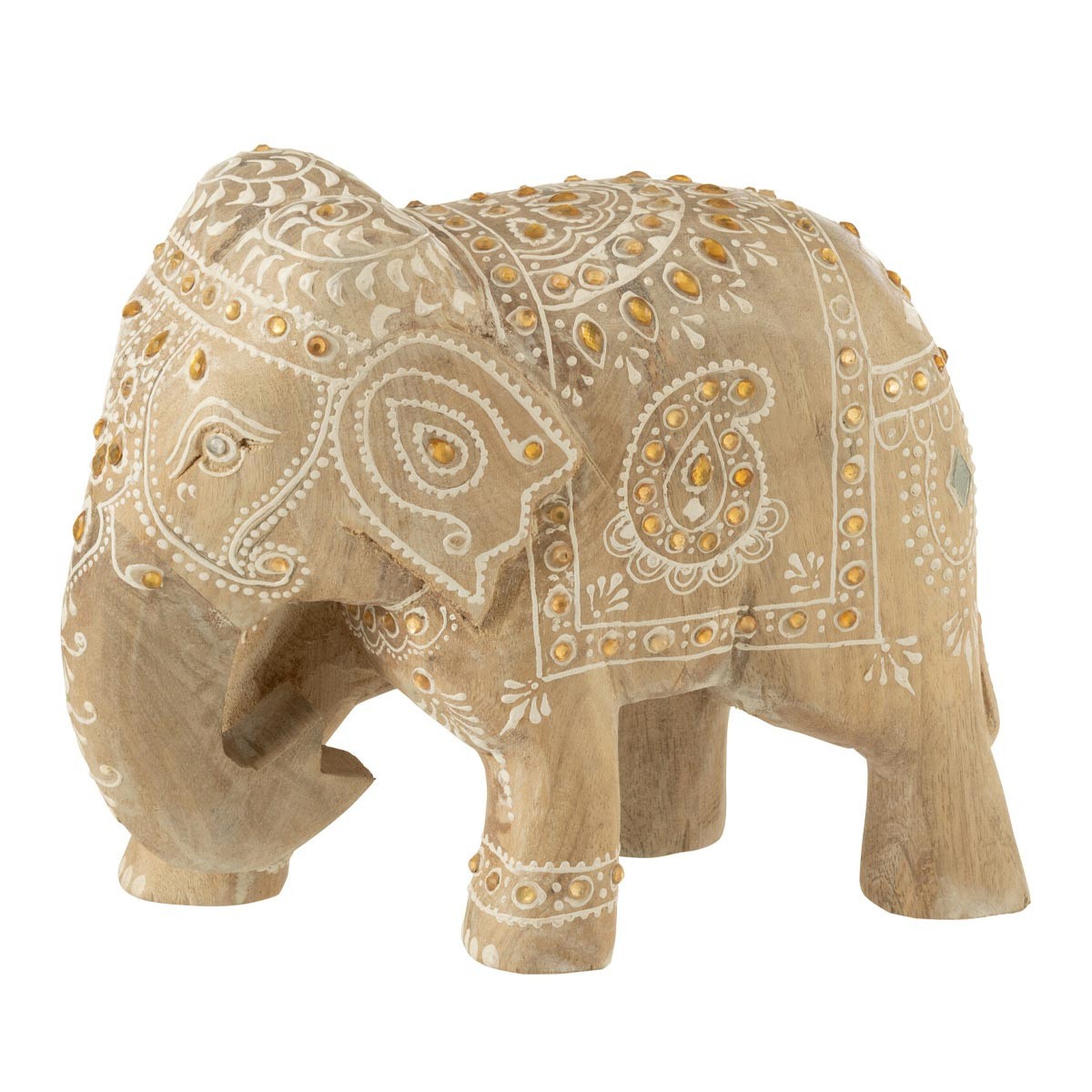 Éléphant en bois Perle du Sahara statuette 20cm finition brute naturelle