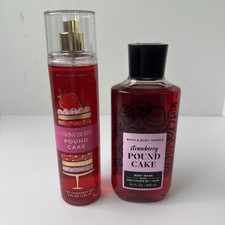 Bath  Body Works Set Strawberry Pound Cake Body Wash  Mist NIB