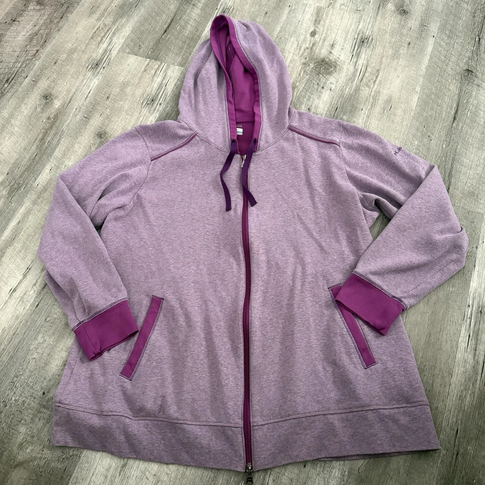 Columbia Sudadera con Capucha Ligera para Mujer 2X Púrpura Omni-Mecha Cremallera Completa Chaqueta Activa Foto 3 de 4