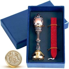 Wax Seal Stamp kit, Envelope Seals DIY Kit - Retro Sealing Blue-Metal-Red