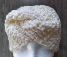Crochet Handmade Twist Headband/Ear Warmer Color Off White