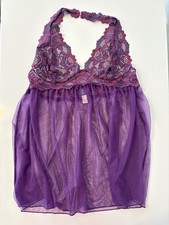 Frederick's Of Hollywood Chemise Purple Lace Sheer Lingerie Medium