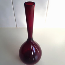Glasbruk MCM Vase Rubinrot Vintage Glas Arthur Percy Sweden mid skandinavisch