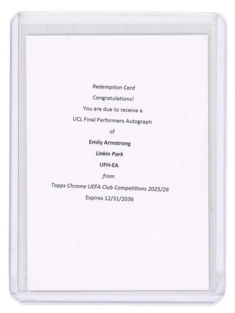 EMILY ARMSTRONG 2025-26 TOPPS CHROME UCL FINAL PERFORMERS AUTO REDEPTION Q1887