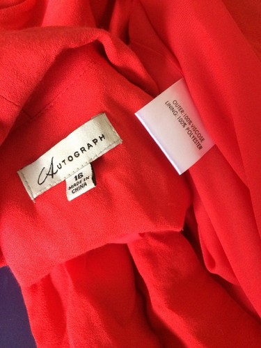 AUTOGRAPH Bright Coral Open Thin Soft long loose Jacket Size 16 - Picture 4 of 4