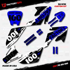 White & Blue Slick Racing Graphics Kit fits Honda Crf70 CRF80 Crf100 Decals