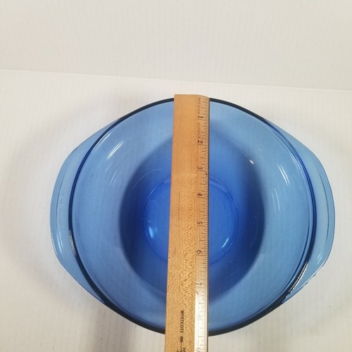 VTG Pyrex #024 Cobalt Blue Glass Bowl Dish Food Prep W/ Handles Made in the USA - Picture 8 of 8