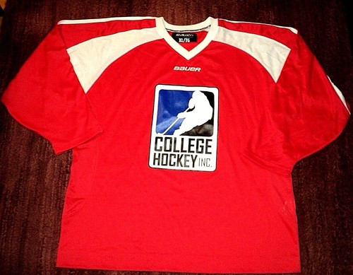COLLEGE HOCKEY NCAA Hockey Recruiting NEW 17 Bauer Logo Red Jersey Size XL EBay