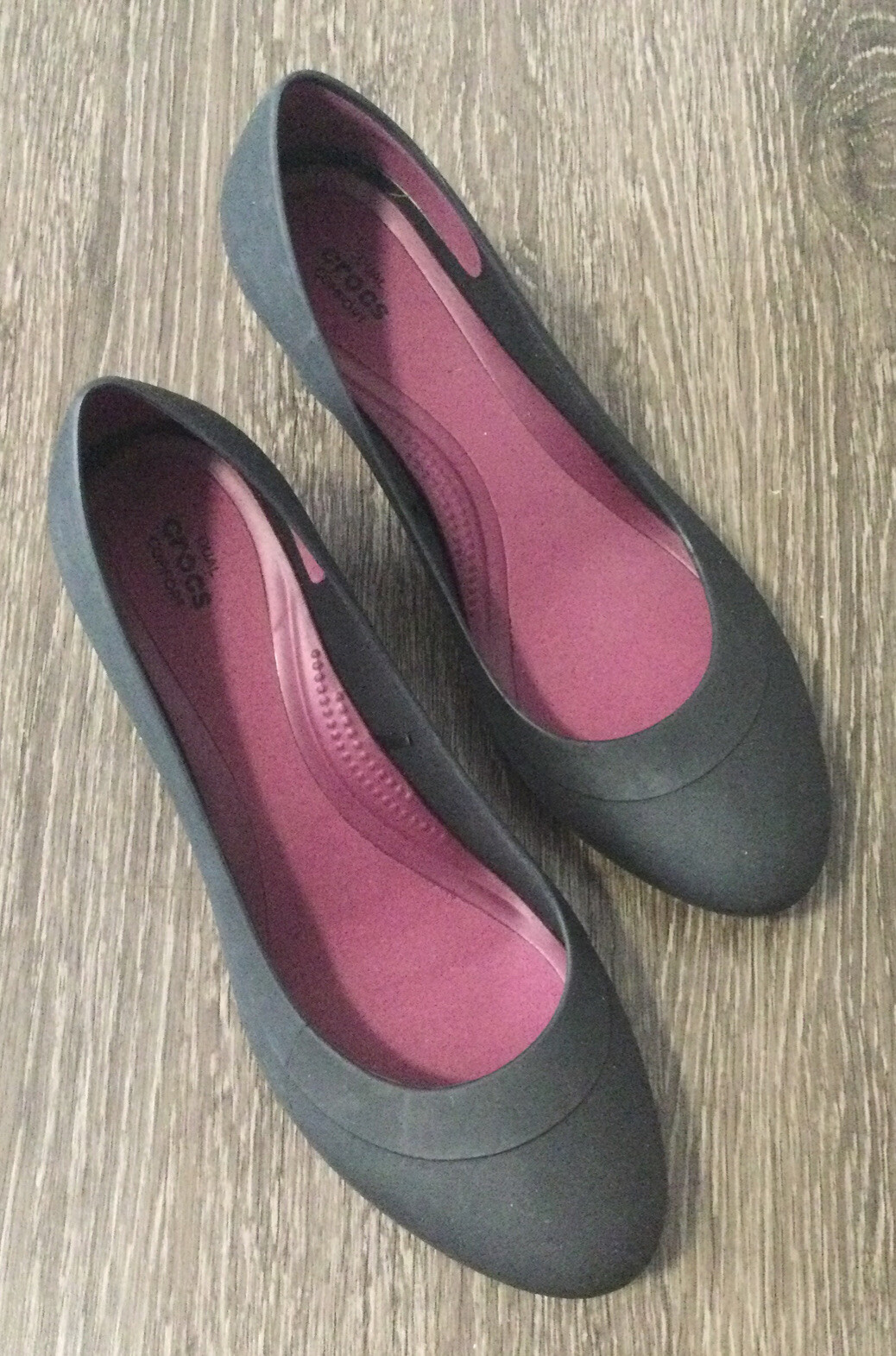 Crocs Dual Comfort Black Lydia Wedge Pump Shoes 9 Gem