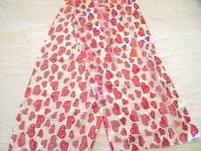 Vintage Ladies Long Scarf-Large Red Hearts on Sheer  Opaque White Stripes-60x13