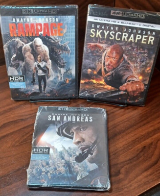 Skyscraper +Rampage + San Andreas (4K UHD) NEW (Sealed)- Shipping with Tracking