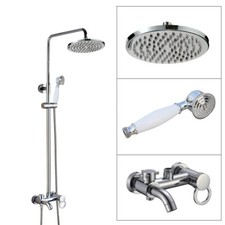 Wall Silver Chrome Brass Bathroom Rainfall Shower Faucet Set Mixer Tap 2cy331