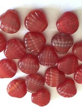 216 Czech Glass Red Shell Beads 9mm Seashell Beach 12 Strand Lot Bonus Green