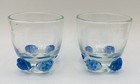 Designer Beverage Cocktail / Juice Glasses With Turquoise Blue Rosettes — photo 2