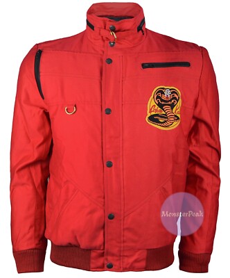 Mens Cobra kai The Karate kid Johnny Lawrence Red Cotton Jacket Costume cosplay