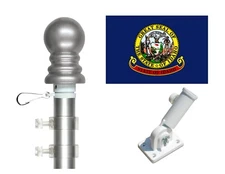 Idaho 3'x5' Polyester Flag & Spinner Flagpole Set w/Adjustable Bracket