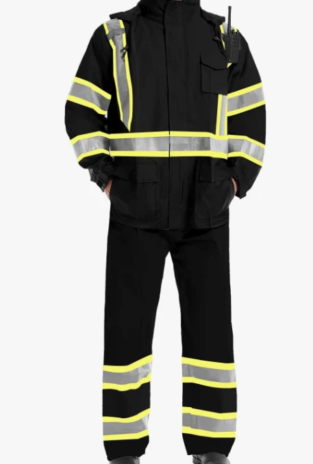 SKSAFETY Class 3 High Visibility Rain Suit Waterproof Black 4X-Large-5X-Large