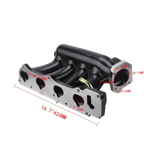 Black K-Series Intake Manifold with 70MM Throttle Body For K20 K24 K24A2 K20Z3 - Picture 2 of 9