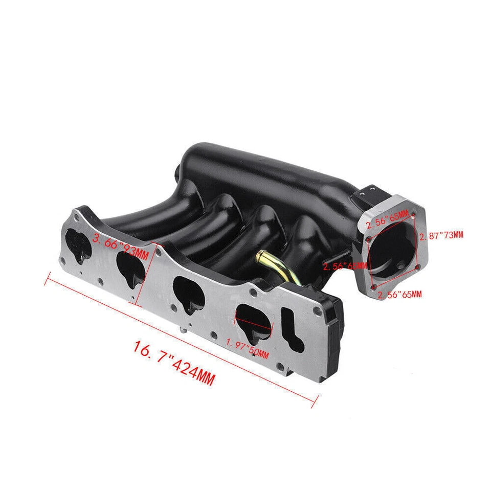 Black K-Series Intake Manifold with 70MM Throttle Body For K20 K24 K24A2 K20Z3 - Image 2 of 4