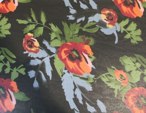 Homemade Dark Multicolor Floral Transparent Rectangular Scarf Sheer Appearance - Picture 6 of 6