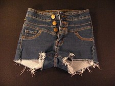 RUE 21 FREEDOM FLEX CUTOFF JEANS SHORTS Juniors 1/2 R Denim Stretch Low Rise