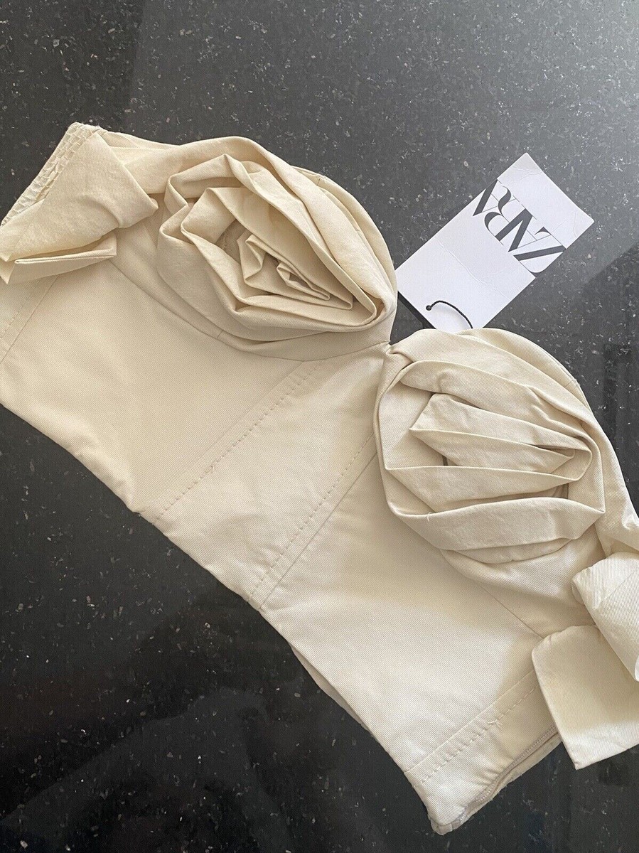ZARA LIMITED EDITION FLORAL Strapless BUSTIER sz XS SAND
