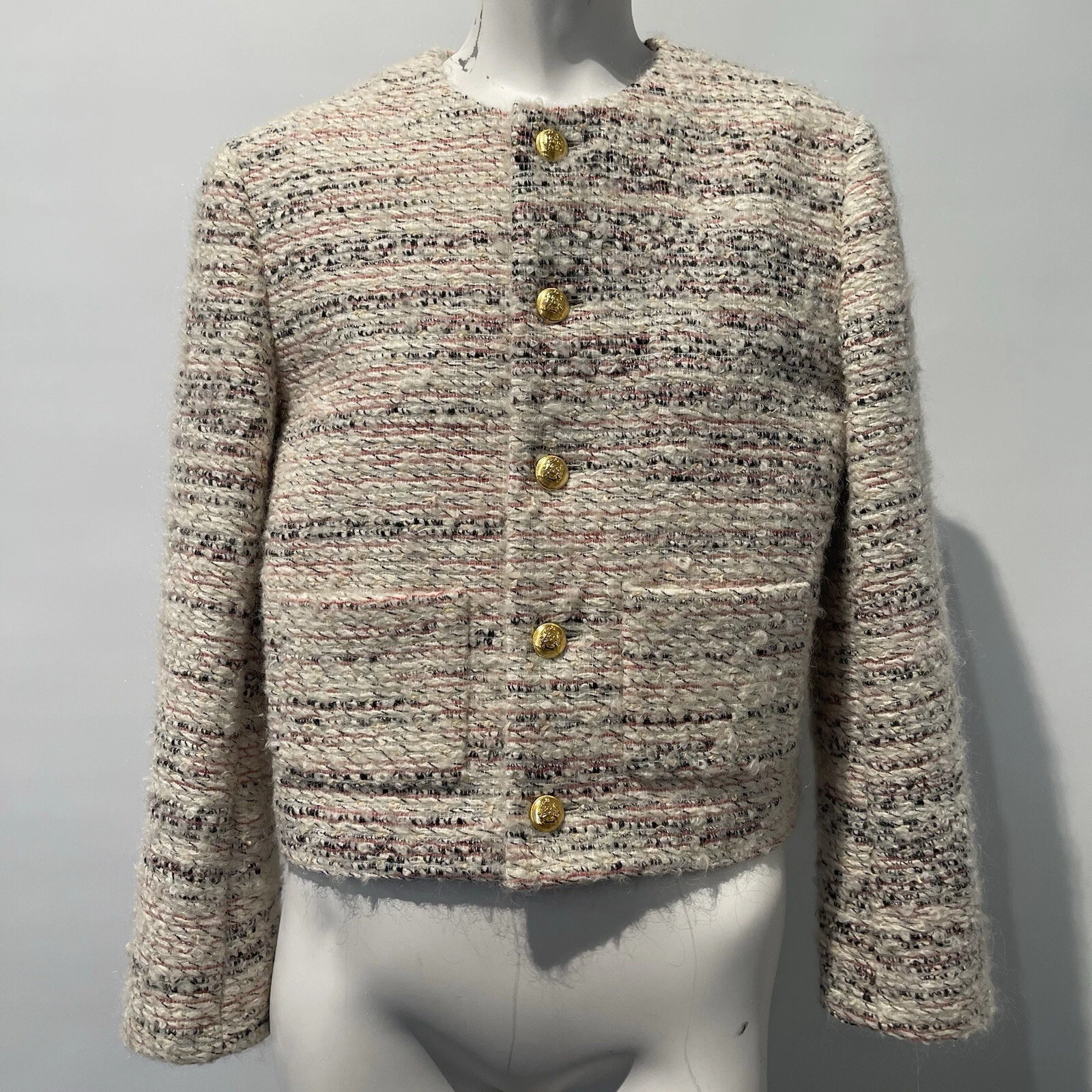 Celine Chasseur tweed rosa ecrù tweed artigianale 3950 $ taglia 6