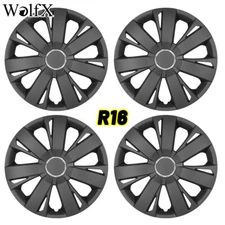 16" Wheel Covers Snap On Full Hub Caps Black For R16 Car Tire & Steel Rim 4Pcs