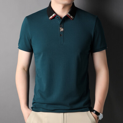 ZONBAILON Embroidery Versatile Men's Summer Business Short Sleeve Polo Shirt
