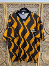 Camiseta de fútbol vintage Le Coq Sportif naranja/negro a rayas de tigre talla grande