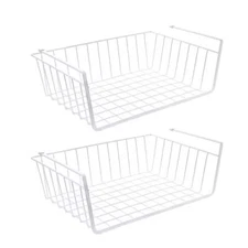 White Wire Under Cabinet Baskets - 2 Count, Ideal for Storage and Organization