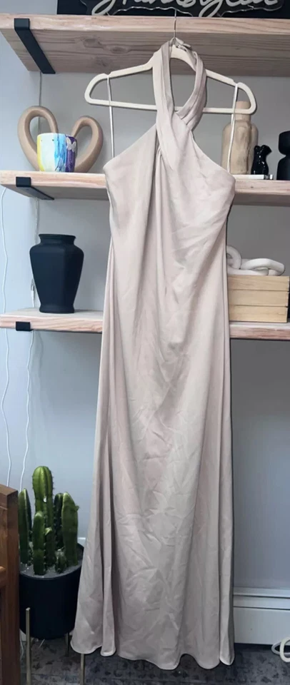 B H L D N Anthropologie || Ruby Twist Halter Satin Gown, Size 12 MSRP $248 - Image 3 of 4